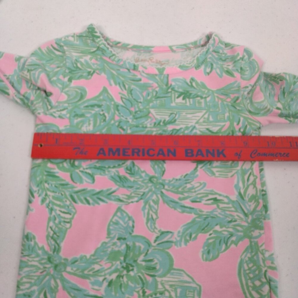 Lilly Pulitzer Sammy Pajama Shirt Youth Girls 4 Top Only Palms Pink Green Beach - Picture 8 of 14